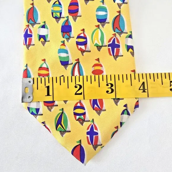 Alynn Neckwear - 100% Silk Tie "Spinnaker Run" Yellow Made in USA 59.4" x 3.5" - Picture 5 of 6